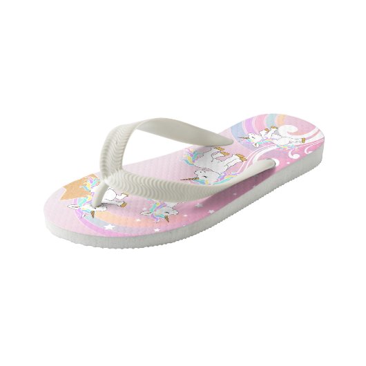 Roze Magische Unicorns Kinder Teenslippers (Schuin)