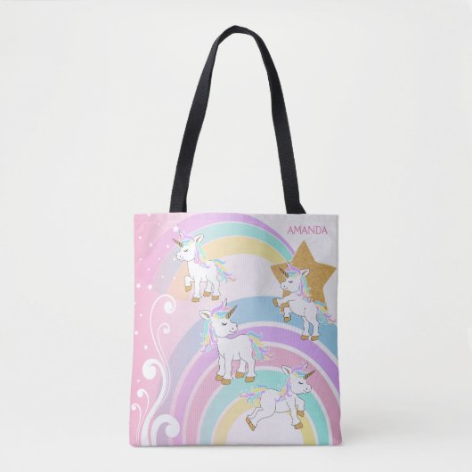 Roze Magische Unicorns Tote Bag (Voorkant)
