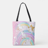 Roze Magische Unicorns Tote Bag (Achterkant)