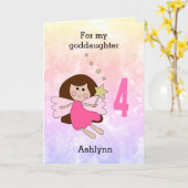 Roze, magische, vierde verjaardag Kaart (Gele Bloem)