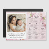 Roze Magnetische Vakantie Kerst Kaart Custom Foto (Voorkant / Achterkant)