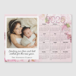 Roze Magnetische Vakantie Kerst Kaart Custom Foto