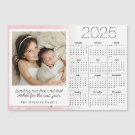 Roze Magnetische Vakantie Kerst Kaart Custom Foto