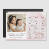 Roze Magnetische Vakantie Kerst Kaart Custom Foto (Voorkant / Achterkant)