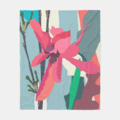 Roze Magnolia Abstracte Floral Colour Blocks Home Fleece Deken (Voorkant)