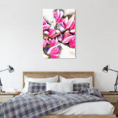 Roze Magnolia aquarel Canvas Afdruk (Insitu (Slaapkamer))