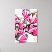 Roze Magnolia aquarel Canvas Afdruk (Voorkant)