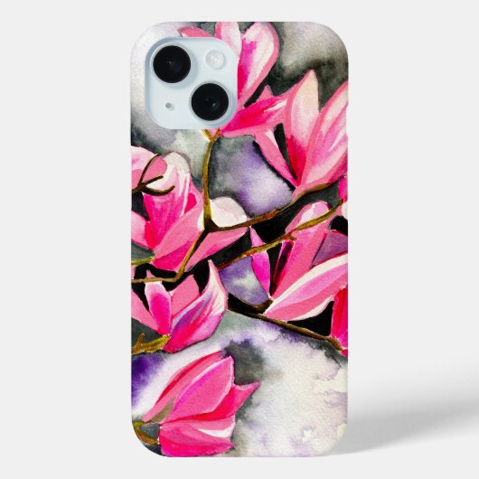 Roze Magnolia aquarel Case-Mate iPhone Case (Achterkant)