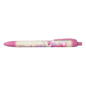 Roze Magnolia Aquarel Gepersonaliseerde Pen (Bovenkant)