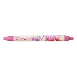 Roze Magnolia Aquarel Gepersonaliseerde Pen