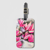 Roze Magnolia aquarel kunst Bagagelabel (Voorkant (verticaal))