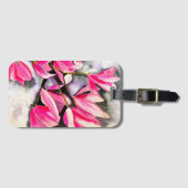 Roze Magnolia aquarel kunst Bagagelabel (Voorkant (horizontaal))