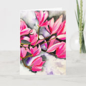 Roze Magnolia aquarel kunst Kaart (Voorkant)