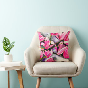 Roze Magnolia aquarel kunst Kussen