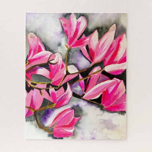 Roze Magnolia aquarel kunst Legpuzzel (Verticaal)