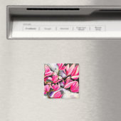 Roze Magnolia aquarel kunst Magneet (Insitu (Vaatwasser))