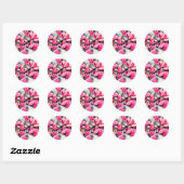 Roze Magnolia aquarel kunst Ronde Sticker (Vel)