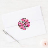 Roze Magnolia aquarel kunst Ronde Sticker (Envelop)