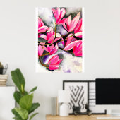 Roze Magnolia aquarel Poster (Thuiskantoor)