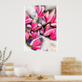 Roze Magnolia aquarel Poster (Keuken)