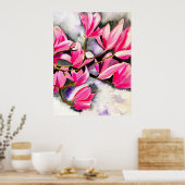 Roze Magnolia aquarel Poster (Keuken)