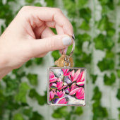 Roze Magnolia aquarel Sleutelhanger (Hand)