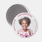 Roze Magnolia begrafenisfoto Magneet (Voorkant / Achterkant)