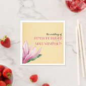 Roze Magnolia Bloem Antiek Monogram bruiloft Servet (Insitu)