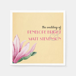 Roze Magnolia Bloem Antiek Monogram bruiloft Servet