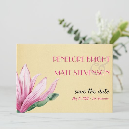 Roze Magnolia Bloem BEWAAR DE DATUM Kaart (Staand voorkant)