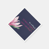 Roze Magnolia Bloem Blauw Monogram bruiloft Servet (Hoek)