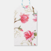 Roze magnolia bloem cadeaubijsluiter, personalisee cadeaulabel (Achterkant)