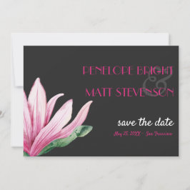 Roze Magnolia Bloem Grijs BRUILOFT SAVE THE DATE Kaart