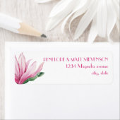 Roze Magnolia Bloem in bloei Bruiloft Etiket (Insitu)