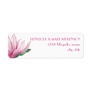 Roze Magnolia Bloem in bloei Bruiloft Etiket