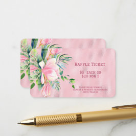 Roze Magnolia Bloem op Roze Folie Tombola Informatiekaartje