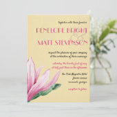 Roze Magnolia Bloem | papier bruiloft Kaart (Staand voorkant)