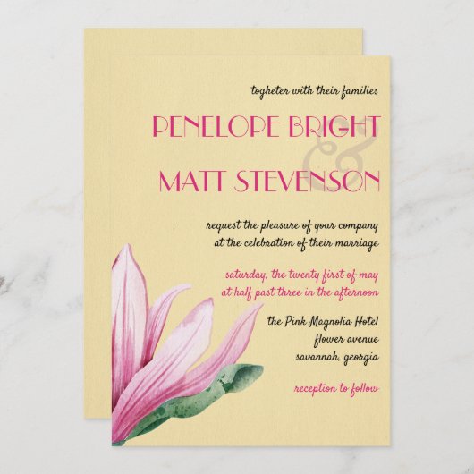 Roze Magnolia Bloem | papier bruiloft Kaart (Voorkant / Achterkant)