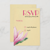 Roze Magnolia Bloem |  Papier Bruiloft RSVP Kaart (Voorkant / Achterkant)