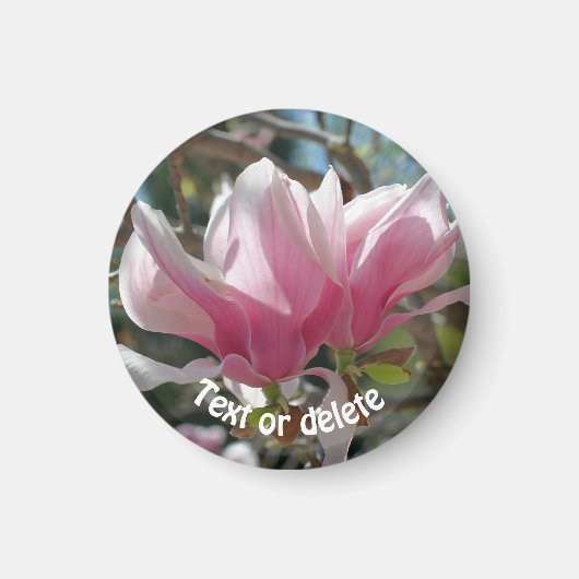 Roze Magnolia Bloem Persoonlijk Magneet (Voorkant)