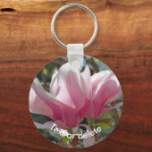 Roze Magnolia Bloem Persoonlijk Sleutelhanger (Voorkant)