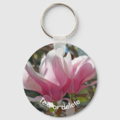 Roze Magnolia Bloem Persoonlijk Sleutelhanger (Achterkant)