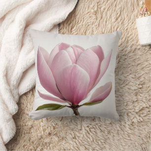 Roze magnolia bloem witte achtergrond Sierkussen