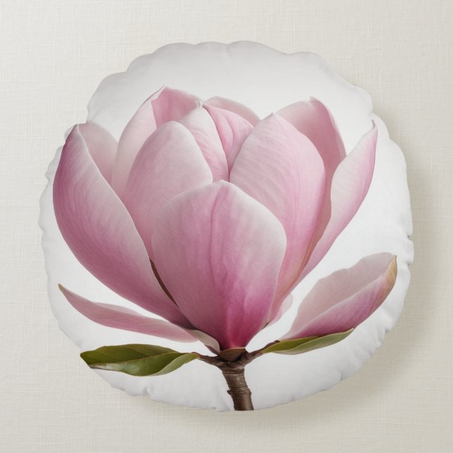 Roze magnolia bloem witte achtergrond Sierkussen Rond Kussen (Voorkant)