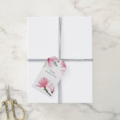 Roze Magnolia bloemen bewerkbare gelegenheid Cadeaulabel (Met Touw)