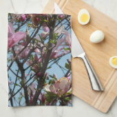 Roze Magnolia Bloemen Bloemen Theedoek (Quarter Fold)
