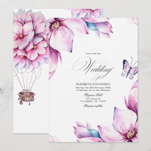 Roze Magnolia Bloemen Bruiloft Kaart