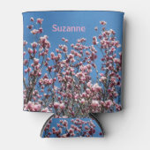 Roze Magnolia bloemen gepersonaliseerd Blikjeskoeler (Voorkant)