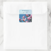roze magnolia - bloemen in de blauwe hemel vierkante sticker (Tas)
