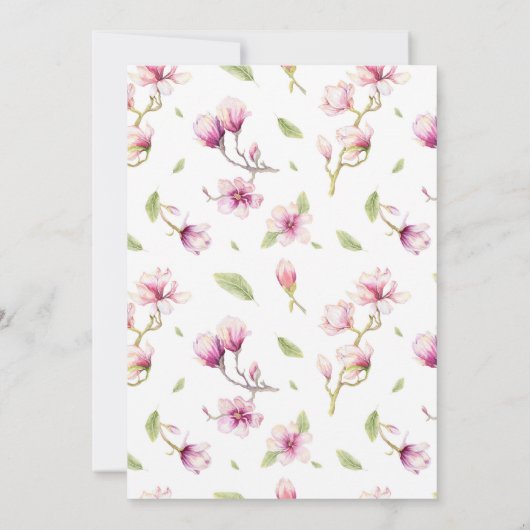 Roze Magnolia Bloemen Keuken Tea Party Uitnodiging (Achterkant)